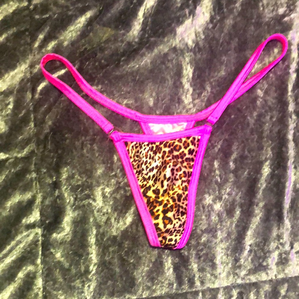 Neon pink cheetah thong women’s large exotic dance leopard stripper blacklight